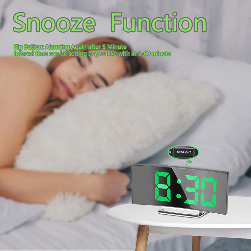 LED Digital Alarm Clock Curved - Electronics Gadgets For Home recension och pris